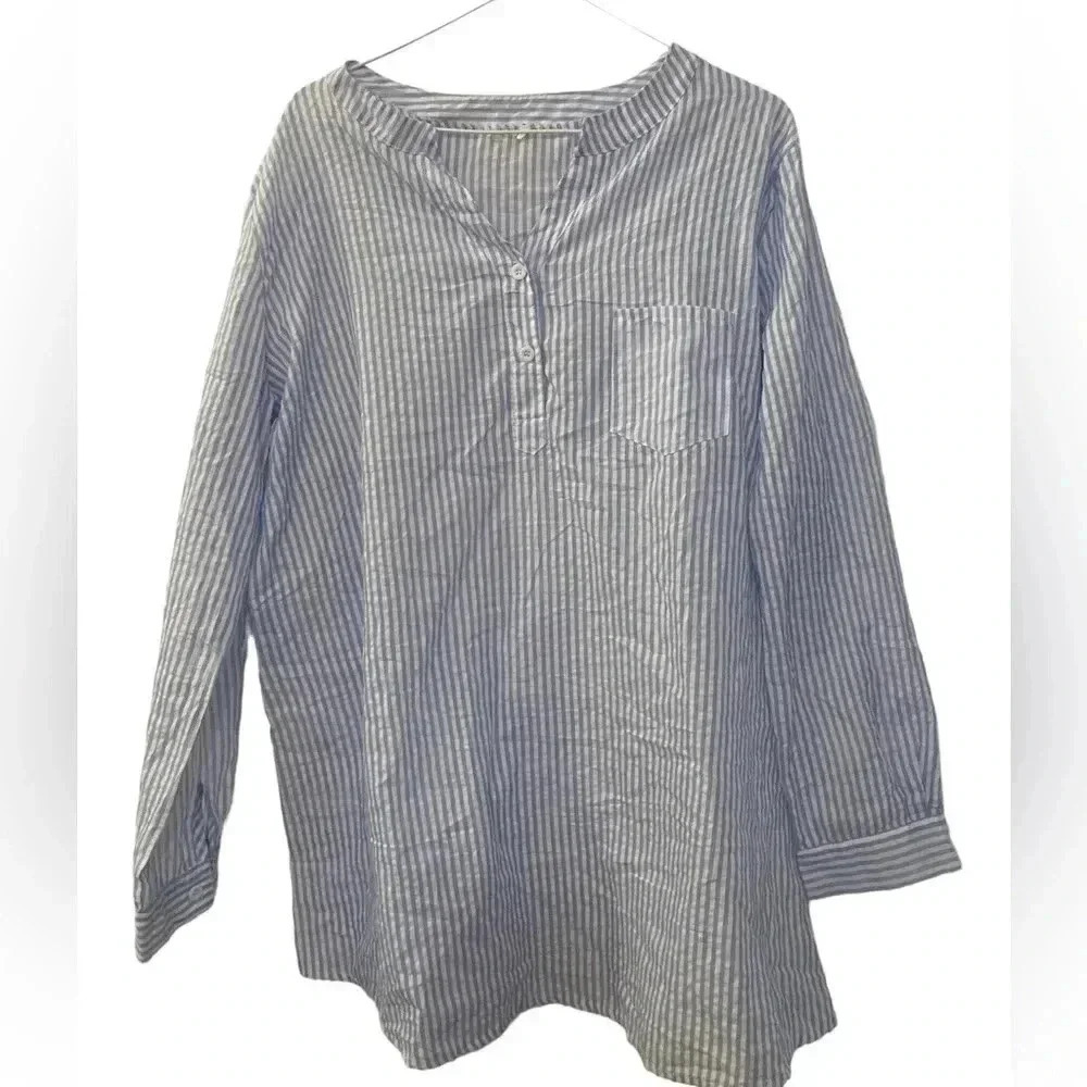 Blue white  stripe blouse/ bathing suit coverup​